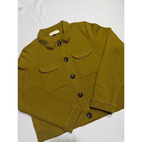 Sezane Sweaters - SEZANE Betty Cardigan Jacket Merino Wool Khaki Green Olive